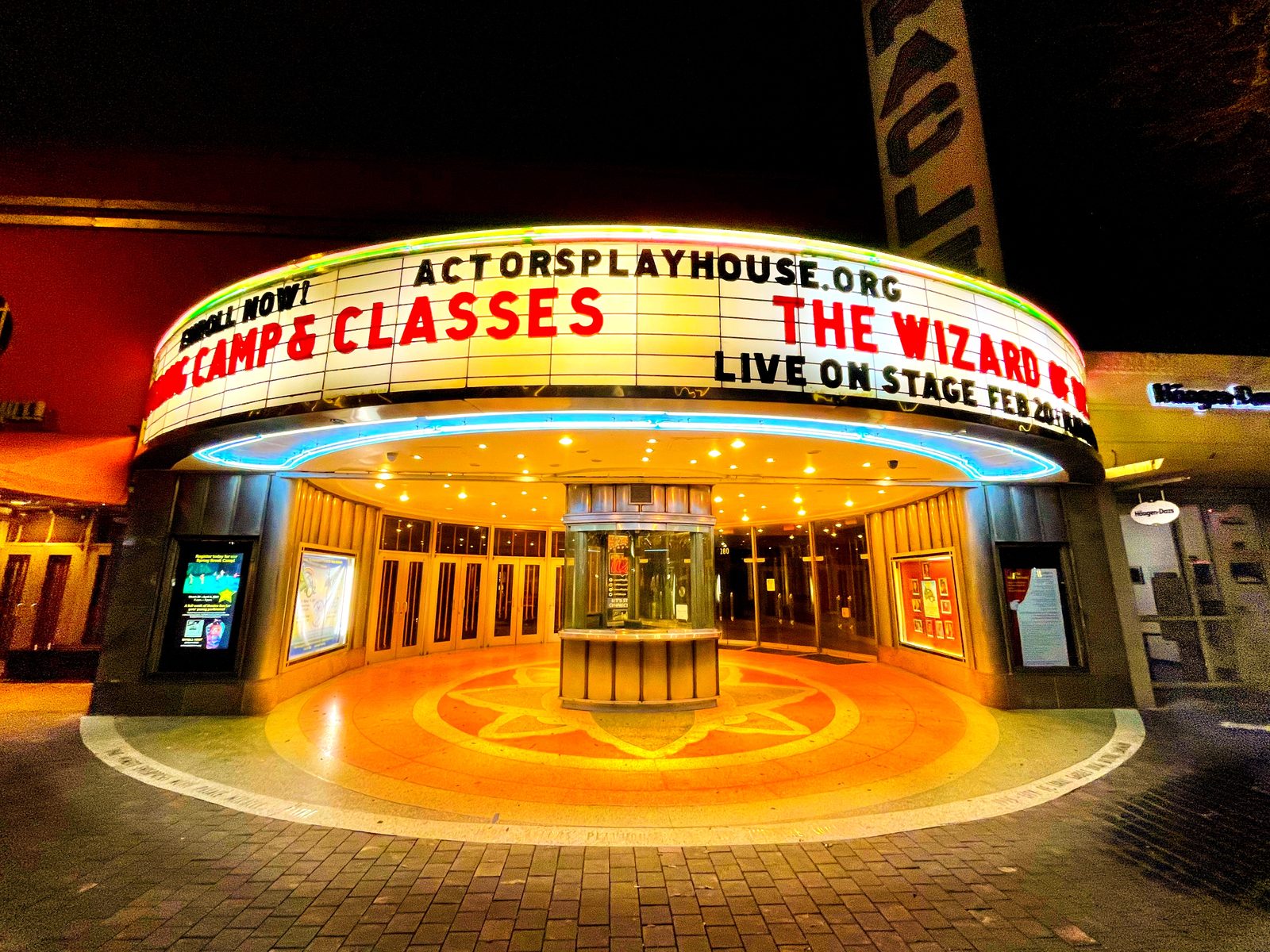 theatre marquee lights night